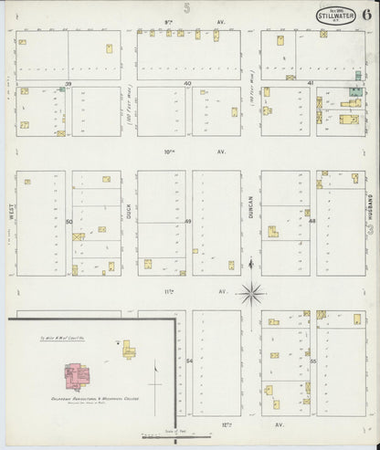Sanborn Fire Insurance Map from Stillwater, Payne County, Oklahoma (1895), Sheet #0006 - Complete Map Set gallery image, historic Sanborn map, vintage wall art, Oklahoma Oklahoma
