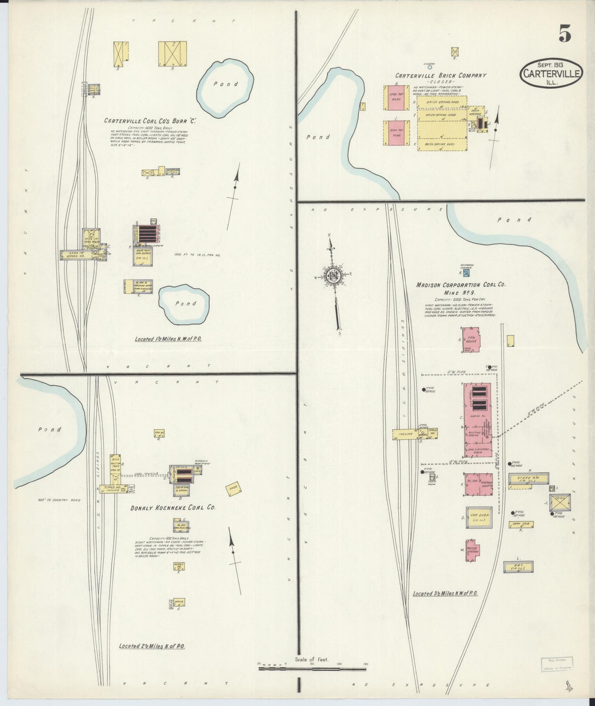 Sanborn Fire Insurance Map from Carterville, Williamson County, Illinois (1913), Sheet #0005 - Complete Map Set gallery image, historic Sanborn map, vintage wall art, Illinois Illinois
