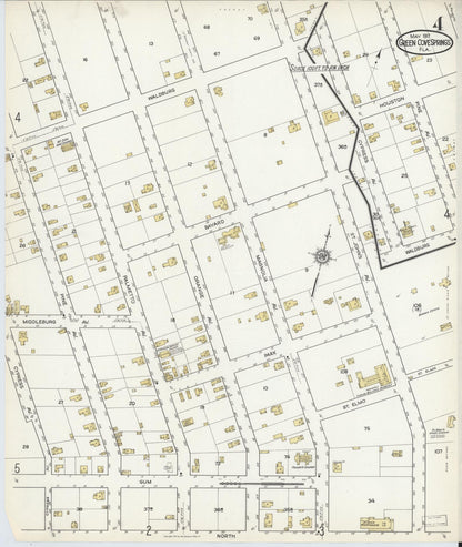 Sanborn Fire Insurance Map from Green Cove Springs, Clay County, Florida (1917), Sheet #0004 - Historic Sanborn Fire Insurance Map Print, vintage old map wall art, antique decor, genealogy gift, Florida Florida map