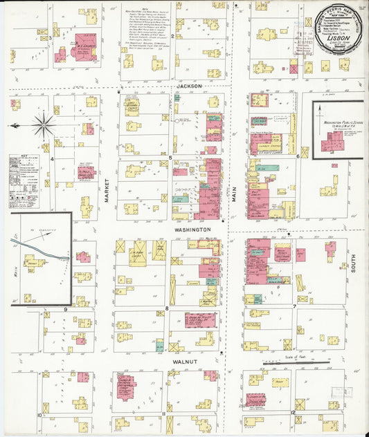 Sanborn Fire Insurance Map from Lisbon, Linn County, Iowa (1900), Sheet #0001 - Historic Sanborn Fire Insurance Map Print, vintage old map wall art
