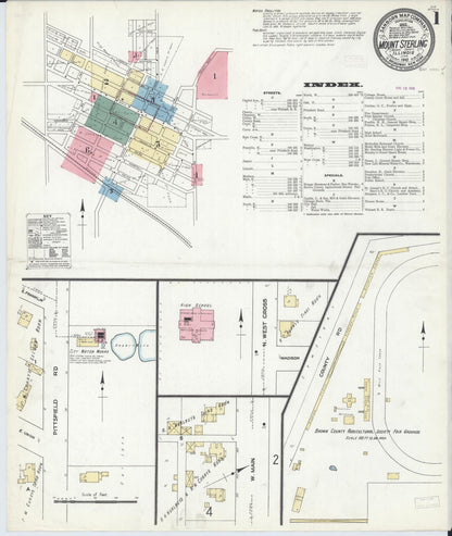 Sanborn Fire Insurance Map from Mount Sterling, Brown County, Illinois (1910), Sheet #0001 - Complete Map Set gallery image, historic Sanborn map, vintage wall art, Illinois Illinois