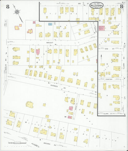 Sanborn Fire Insurance Map from Willoughby, Lake County, Ohio (1931), Sheet #0008 - Historic Sanborn Fire Insurance Map Print, vintage old map wall art, antique decor, genealogy gift, Ohio Ohio map
