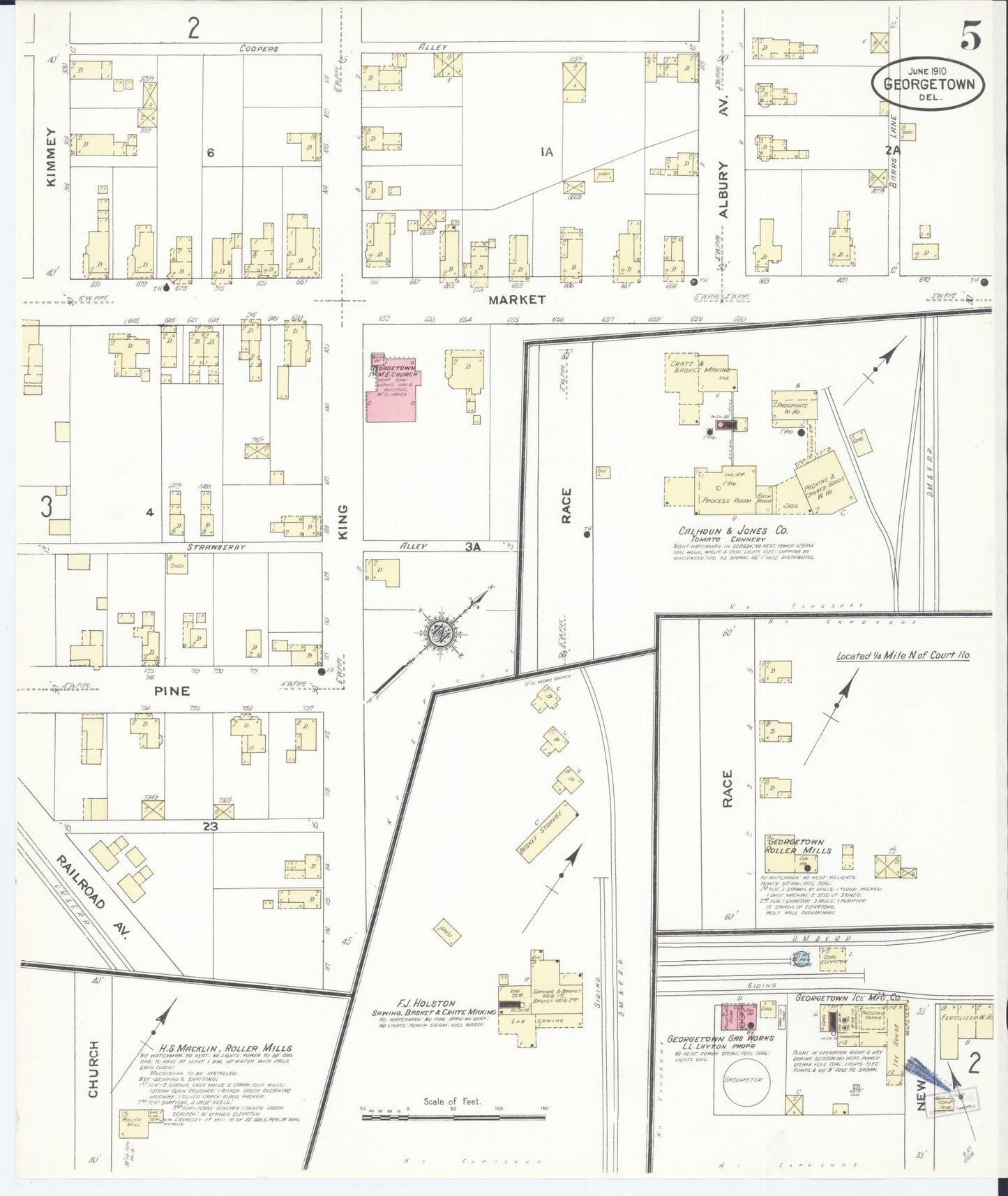 Sanborn Fire Insurance Map from Georgetown, Sussex County, Delaware (1910), Sheet #0005 - Complete Map Set gallery image, historic Sanborn map, vintage wall art, Delaware Delaware