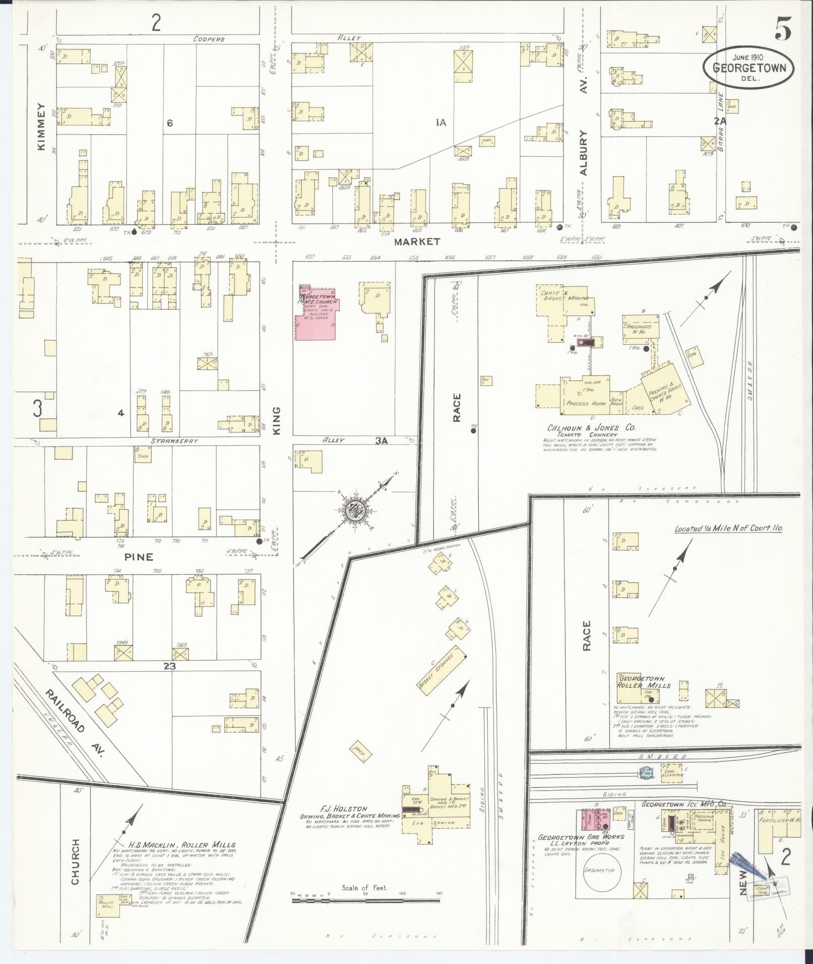 Sanborn Fire Insurance Map from Georgetown, Sussex County, Delaware (1910), Sheet #0005 - Complete Map Set gallery image, historic Sanborn map, vintage wall art, Delaware Delaware