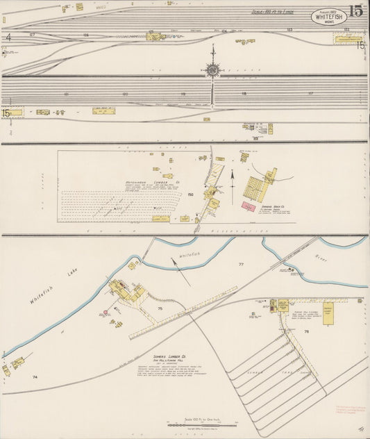 Sanborn Fire Insurance Map from Whitefish, Flathead County, Montana (1922), Sheet #0015 - Historic Sanborn Fire Insurance Map Print, vintage old map wall art, antique decor, genealogy gift, Montana Montana map