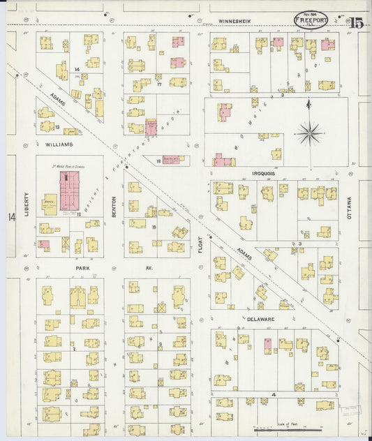 Sanborn Fire Insurance Map from Freeport, Stephenson County, Illinois (1904), Sheet #0015 - Historic Sanborn Fire Insurance Map Print, vintage old map wall art, antique decor, genealogy gift, Illinois Illinois map