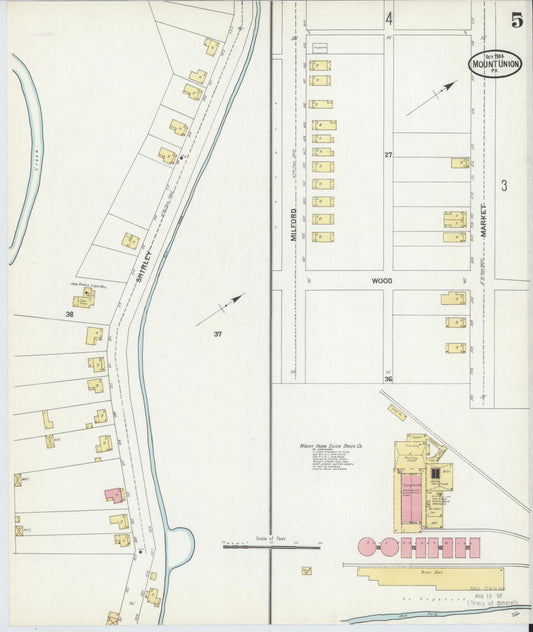 Sanborn Fire Insurance Map from Mount Union, Huntingdon County, Pennsylvania (1904), Sheet #0005 - Historic Sanborn Fire Insurance Map Print, vintage old map wall art, antique decor, genealogy gift, Pennsylvania Pennsylvania map