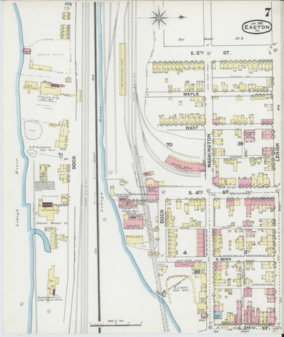 Sanborn Fire Insurance Map from Easton, Northampton County, Pennsylvania (1892), Sheet #0007 - Complete Map Set gallery image, historic Sanborn map, vintage wall art, Pennsylvania Pennsylvania