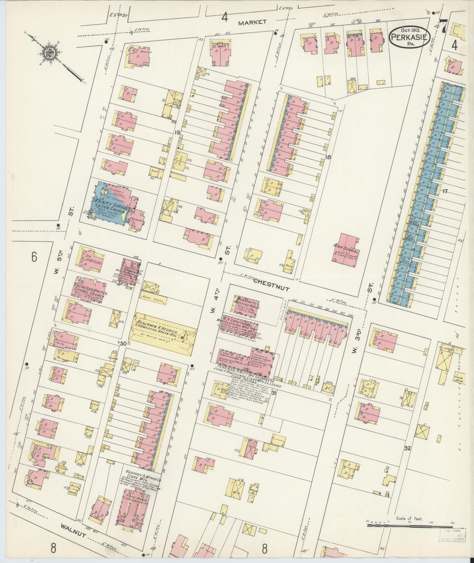 Sanborn Fire Insurance Map from Perkasie, Bucks County, Pennsylvania (1913), Sheet #0007 - Complete Map Set gallery image, historic Sanborn map, vintage wall art, Pennsylvania Pennsylvania