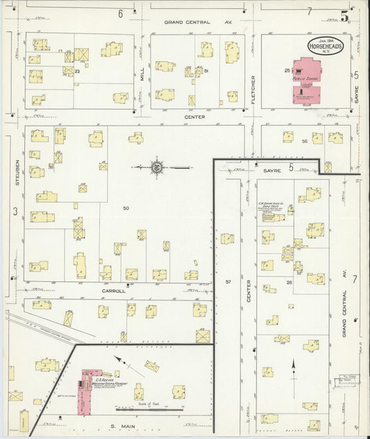 Sanborn Fire Insurance Map from Horseheads, Chemung County, New York (1914), Sheet #0005 - Historic Sanborn Fire Insurance Map Print, vintage old map wall art, antique decor, genealogy gift, New York New York map