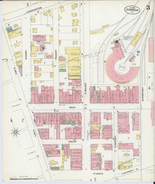 Sanborn Fire Insurance Map from Champaign, Champaign County, Illinois (1902), Sheet #0003 - Historic Sanborn Fire Insurance Map Print, vintage old map wall art, antique decor, genealogy gift, Illinois Illinois map