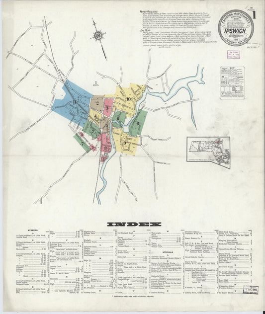 Sanborn Fire Insurance Map from Ipswich, Essex County, Massachusetts. (1916) – Historic Sanborn Fire Insurance Map Print