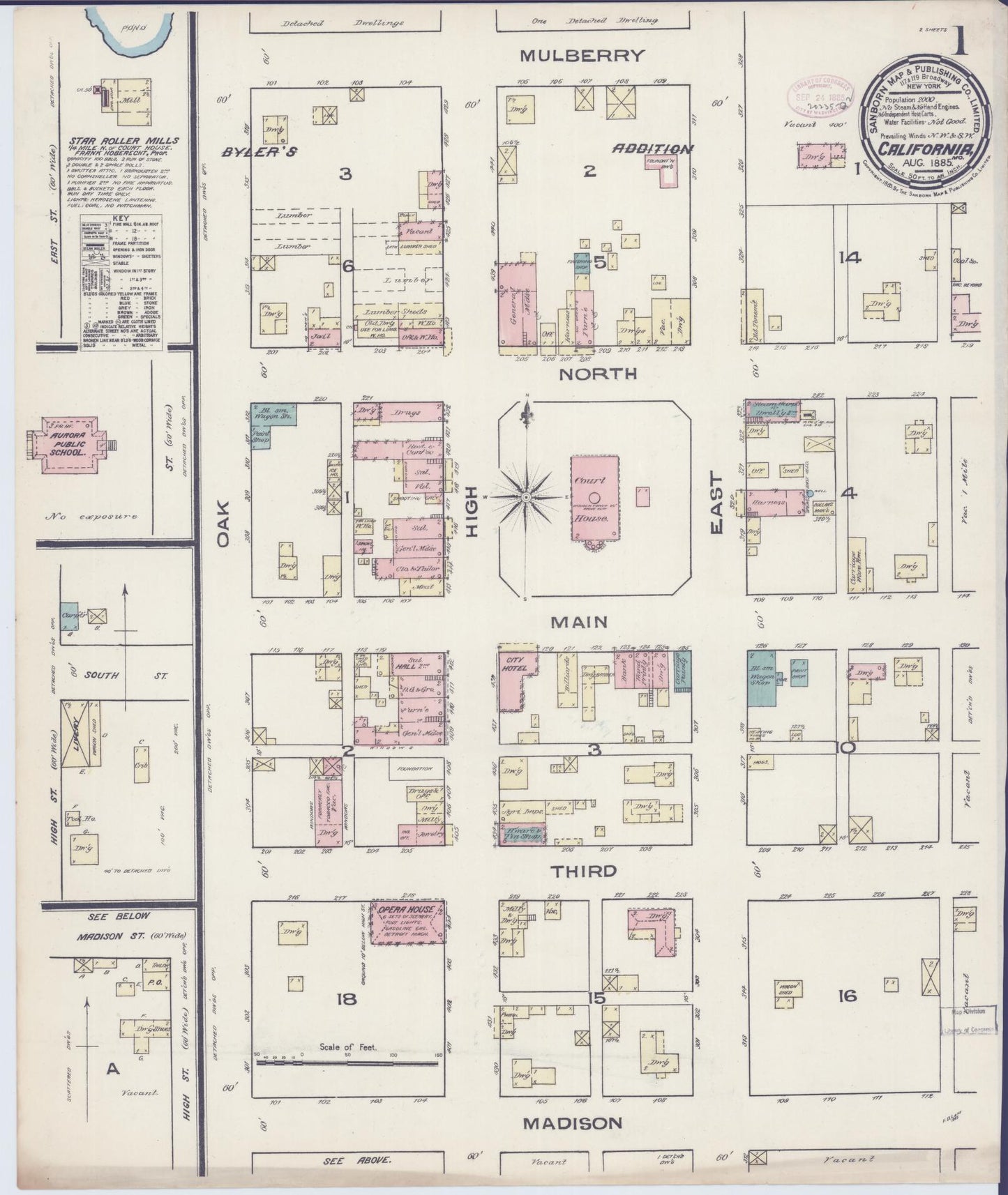 Sanborn Fire Insurance Map from California, Moniteau County, Missouri (1885), Sheet #0001 - Complete Map Set gallery image, historic Sanborn map, vintage wall art, Missouri Missouri