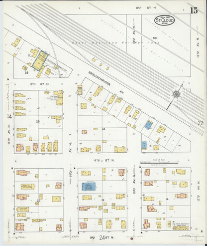 Sanborn Fire Insurance Map from Saint Cloud, Stearns, Benton, and Sherburne Counties, Minnesota (1919), Sheet #0015 - Complete Map Set gallery image, historic Sanborn map, vintage wall art, Minnesota Minnesota