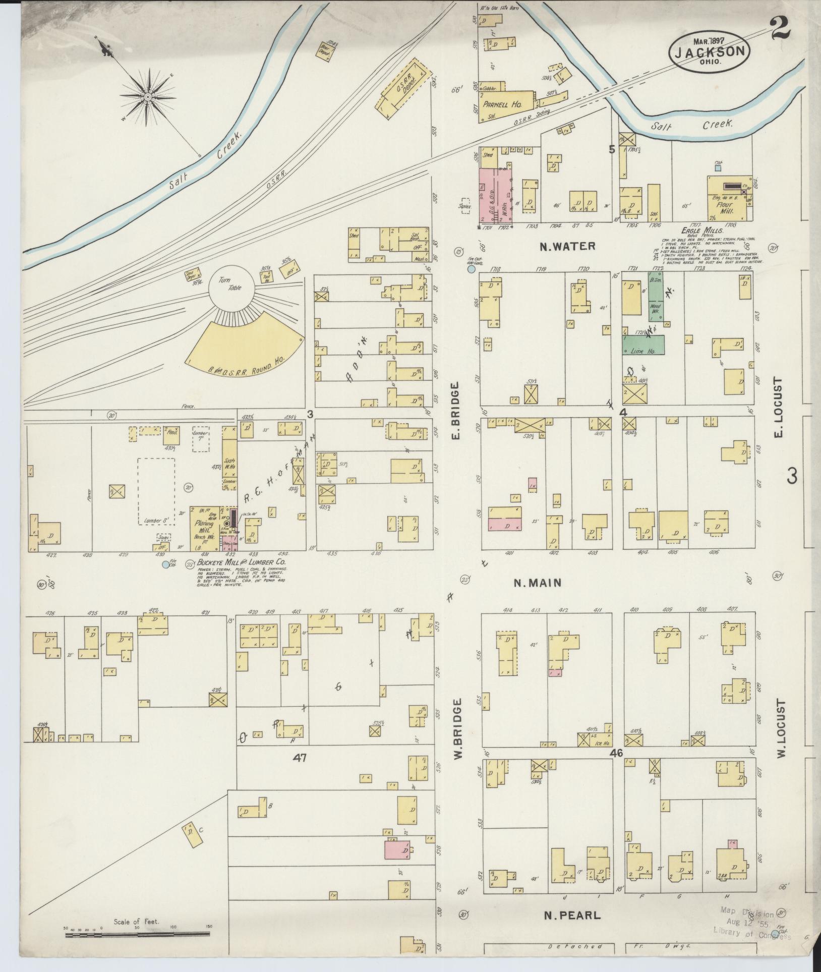 Sanborn Fire Insurance Map from Jackson, Jackson County, Ohio (1897), Sheet #0002 - Complete Map Set gallery image, historic Sanborn map, vintage wall art, Ohio Ohio