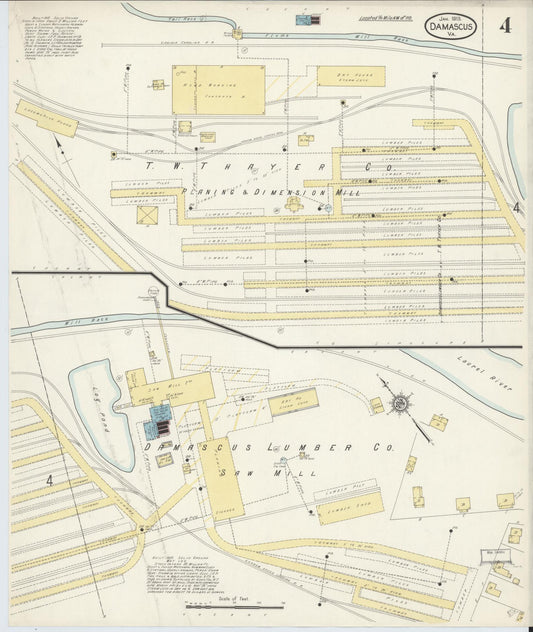 Sanborn Fire Insurance Map from Damascus, Washington County, Virginia (1913), Sheet #0004 - Historic Sanborn Fire Insurance Map Print, vintage old map wall art, antique decor, genealogy gift, Virginia Virginia map