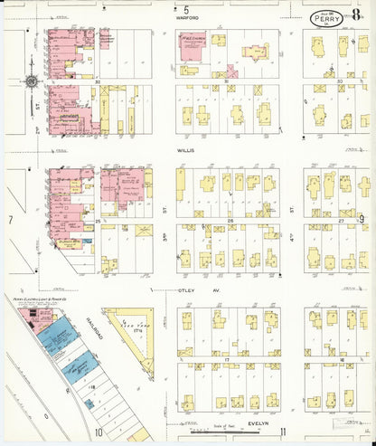 Sanborn Fire Insurance Map from Perry, Dallas County, Iowa (1911), Sheet #0008 - Historic Sanborn Fire Insurance Map Print, vintage old map wall art