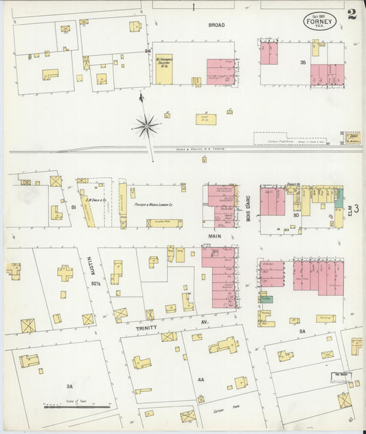 Sanborn Fire Insurance Map from Forney, Kaufman County, Texas (1901), Sheet #0002 - Historic Sanborn Fire Insurance Map Print, vintage old map wall art, antique decor, genealogy gift, Texas Texas map
