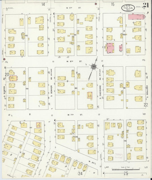 Sanborn Fire Insurance Map from Tulsa, Tulsa County, Oklahoma (1911), Sheet #0021 - Historic Sanborn Fire Insurance Map Print, vintage old map wall art, antique decor, genealogy gift, Oklahoma Oklahoma map