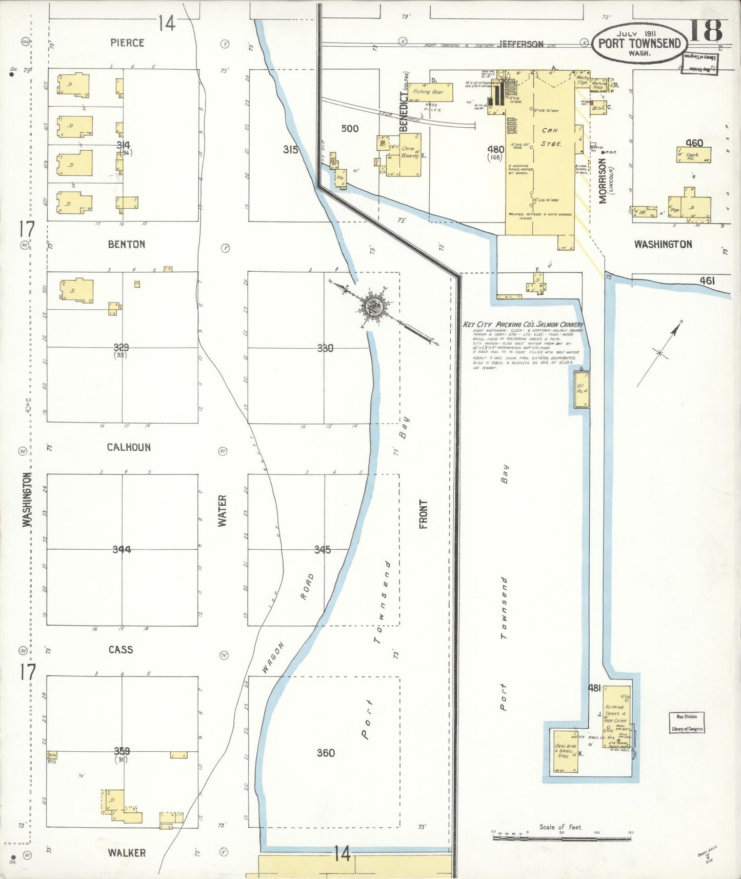 Sanborn Fire Insurance Map from Port Townsend, Jefferson County, Washington (1911), Sheet #0018 - Complete Map Set gallery image, historic Sanborn map, vintage wall art, Washington Washington