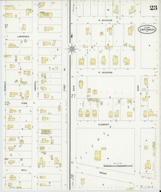 Sanborn Fire Insurance Map from Lake Charles, Calcasieu Parish, Louisiana (1909), Sheet #0023 - Historic Sanborn Fire Insurance Map Print, vintage old map wall art, antique decor, genealogy gift, Louisiana Louisiana map