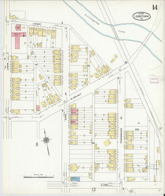 Sanborn Fire Insurance Map from Lewistown, Mifflin County, Pennsylvania (1910), Sheet #0014 - Historic Sanborn Fire Insurance Map Print, vintage old map wall art, antique decor, genealogy gift, Pennsylvania Pennsylvania map