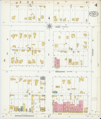 Sanborn Fire Insurance Map from Purcell, McClain County, Oklahoma (1904), Sheet #0004 - Complete Map Set gallery image, historic Sanborn map, vintage wall art, Oklahoma Oklahoma