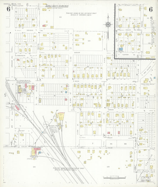 Sanborn Fire Insurance Map from Council Grove, Morris County, Kansas (1937), Sheet #0006 - Historic Sanborn Fire Insurance Map Print, vintage old map wall art, antique decor, genealogy gift, Kansas Kansas map