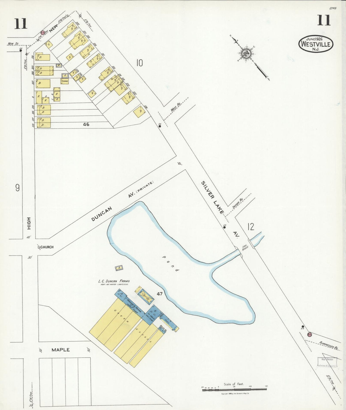 Sanborn Fire Insurance Map from Westville, Gloucester County, New Jersey (1926), Sheet #0011 - Complete Map Set gallery image, historic Sanborn map, vintage wall art, New Jersey New Jersey