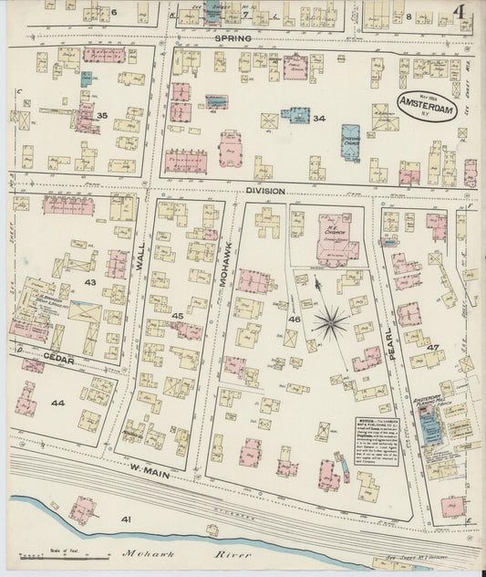 Sanborn Fire Insurance Map from Amsterdam, Montgomery County, New York (1884), Sheet #0004 - Historic Sanborn Fire Insurance Map Print, vintage old map wall art, antique decor, genealogy gift, New York New York map