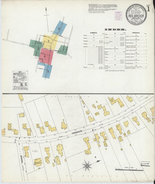 Sanborn Fire Insurance Map from Holbrook, Norfolk County, Massachusetts (1903), Sheet #0001 - Complete Map Set gallery image, historic Sanborn map, vintage wall art, Massachusetts Massachusetts