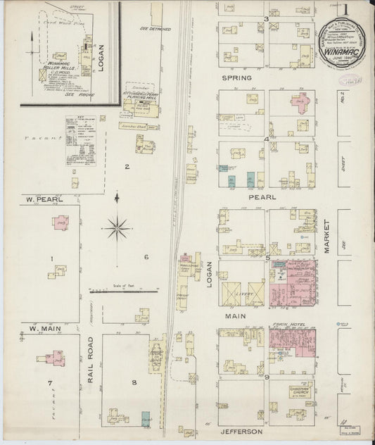 Sanborn Fire Insurance Map from Winamac, Pulaski County, Indiana (1886), Sheet #0001 - Complete Map Set gallery image, historic Sanborn map, vintage wall art, Indiana Indiana
