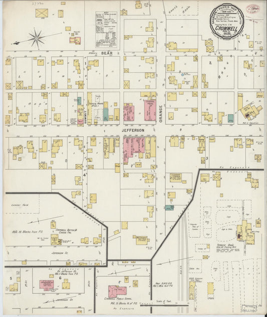 Sanborn Fire Insurance Map from Cromwell, Noble County, Indiana (1895), Sheet #0001 - Historic Sanborn Fire Insurance Map Print, vintage old map wall art, antique decor, genealogy gift, Indiana Indiana map