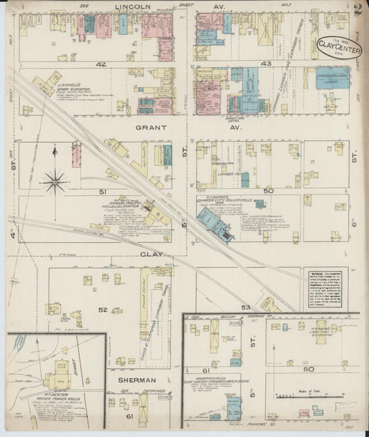 Sanborn Fire Insurance Map from Clay Center, Clay County, Kansas (1885), Sheet #0002 - Historic Sanborn Fire Insurance Map Print, vintage old map wall art, antique decor, genealogy gift, Kansas Kansas map