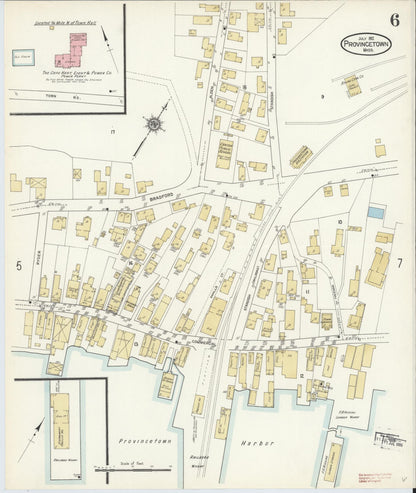 Sanborn Fire Insurance Map from Provincetown, Barnstable County, Massachusetts (1912), Sheet #0006 - Historic Sanborn Fire Insurance Map Print, vintage old map wall art, antique decor, genealogy gift, Massachusetts Massachusetts map