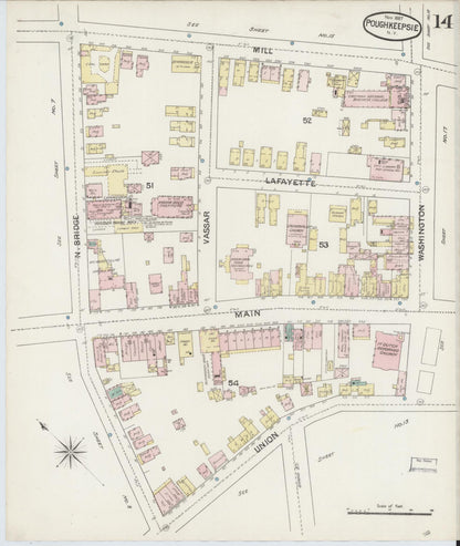 Sanborn Fire Insurance Map from Poughkeepsie, Dutchess County, New York (1887), Sheet #0014 - Complete Map Set gallery image, historic Sanborn map, vintage wall art, New York New York