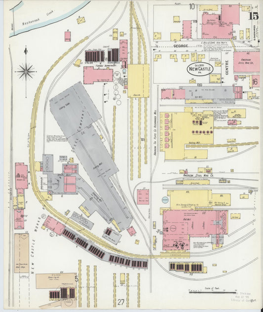 Sanborn Fire Insurance Map from New Castle, Lawrence County, Pennsylvania (1899), Sheet #0015 - Historic Sanborn Fire Insurance Map Print, vintage old map wall art, antique decor, genealogy gift, Pennsylvania Pennsylvania map