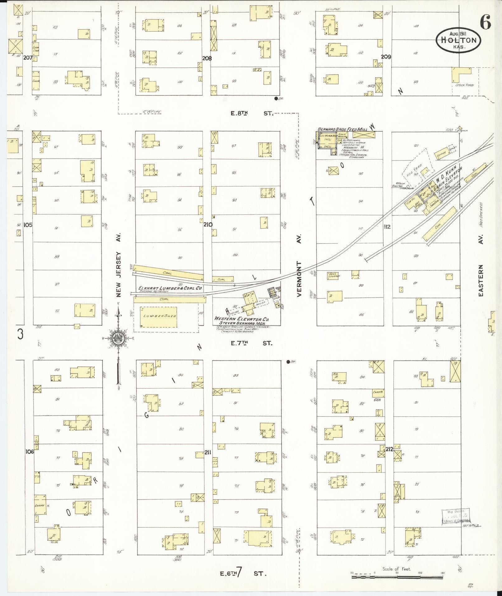 Sanborn Fire Insurance Map from Holton, Jackson County, Kansas (1911), Sheet #0006 - Complete Map Set gallery image, historic Sanborn map, vintage wall art, Kansas Kansas