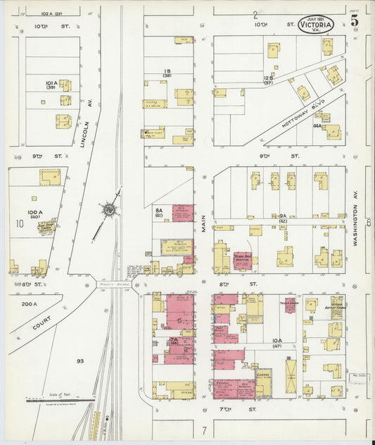 Sanborn Fire Insurance Map from Victoria, Lunenburg County, Virginia (1921), Sheet #0005 - Historic Sanborn Fire Insurance Map Print, vintage old map wall art, antique decor, genealogy gift, Virginia Virginia map