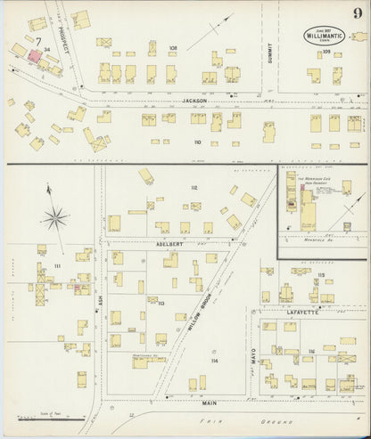Sanborn Fire Insurance Map from Willimantic, Windham County, Connecticut (1897), Sheet #0009 - Complete Map Set gallery image, historic Sanborn map, vintage wall art, Connecticut Connecticut