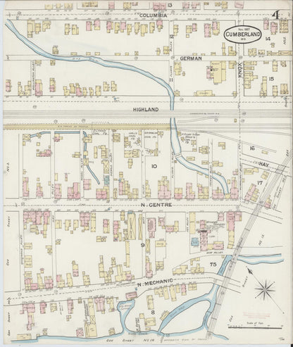 Sanborn Fire Insurance Map from Cumberland, Allegany County, Maryland (1887), Sheet #0004 - Complete Map Set gallery image, historic Sanborn map, vintage wall art, Maryland Maryland