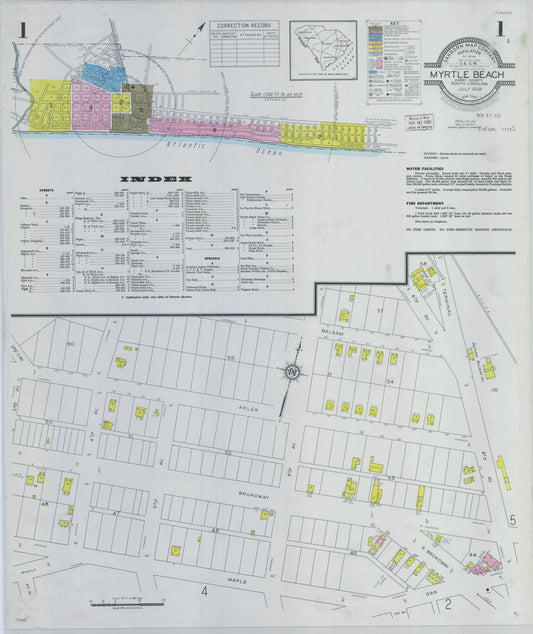Sanborn Fire Insurance Map from Myrtle Beach, Horry County, South Carolina. (1938) – Historic Sanborn Fire Insurance Map Print