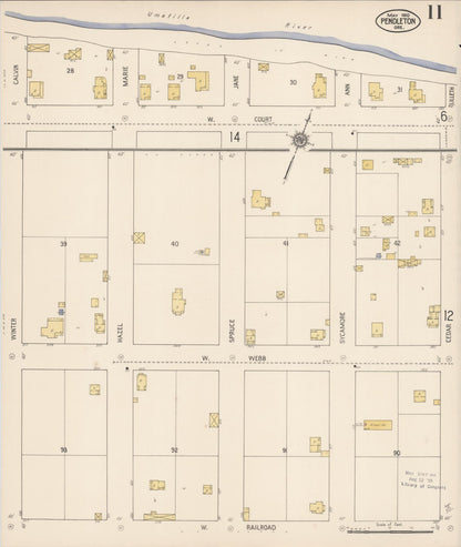 Sanborn Fire Insurance Map from Pendleton, Umatilla County, Oregon (1910), Sheet #0011 - Complete Map Set gallery image, historic Sanborn map, vintage wall art, Oregon Oregon