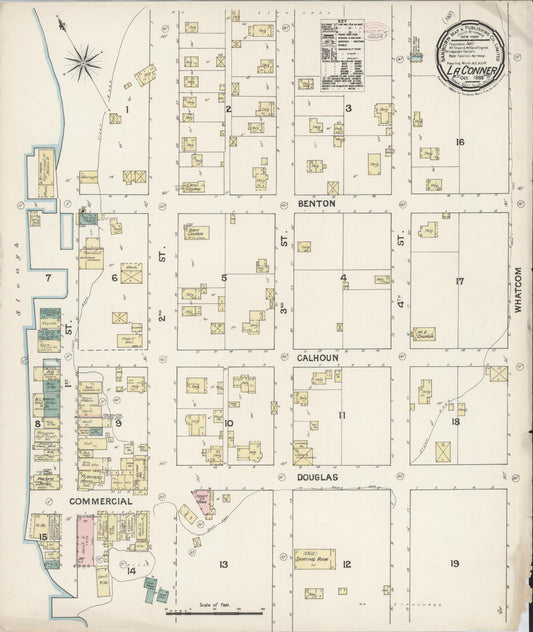 Sanborn Fire Insurance Map from La Conner, Skagit County, Washington (1888), Sheet #0001 - Historic Sanborn Fire Insurance Map Print, vintage old map wall art, antique decor, genealogy gift, Washington Washington map