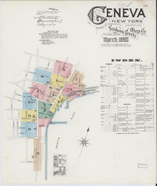 Sanborn Fire Insurance Map from Geneva, Ontario County, New York. (1890) – Historic Sanborn Fire Insurance Map Print
