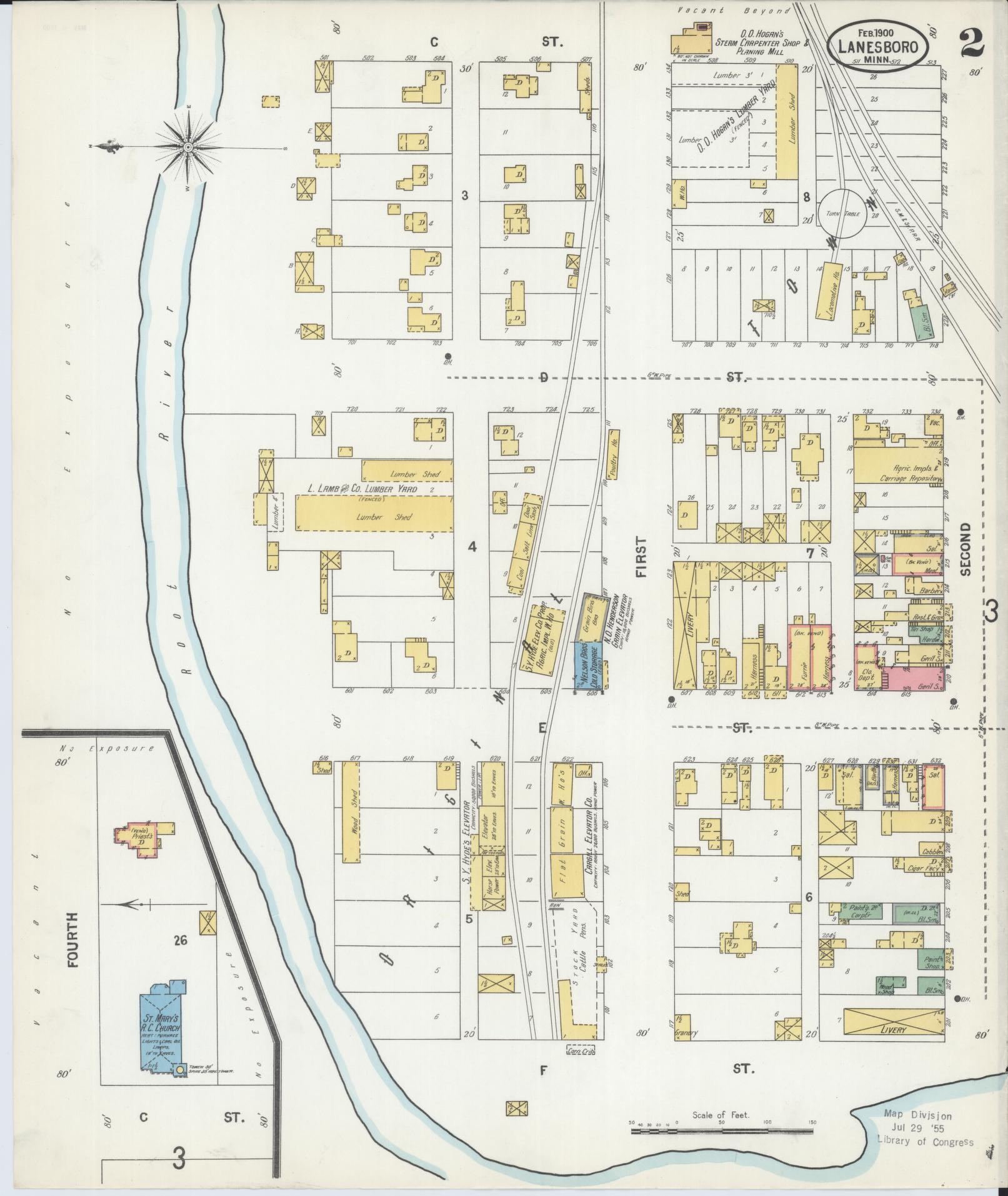 Sanborn Fire Insurance Map from Lanesboro, Fillmore County, Minnesota (1900), Sheet #0002 - Complete Map Set gallery image, historic Sanborn map, vintage wall art, Minnesota Minnesota
