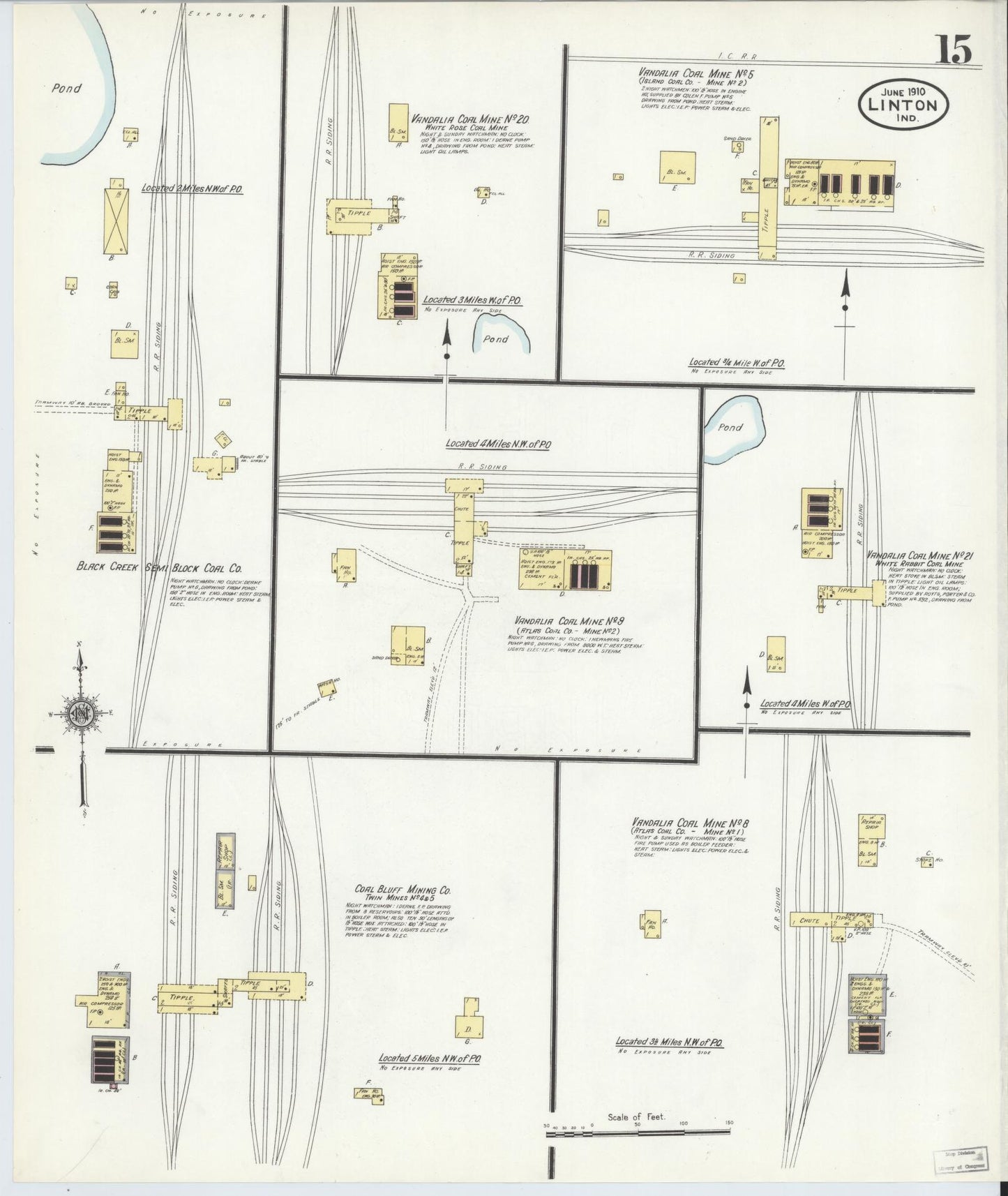 Sanborn Fire Insurance Map from Linton, Greene County, Indiana (1910), Sheet #0015 - Complete Map Set gallery image, historic Sanborn map, vintage wall art, Indiana Indiana