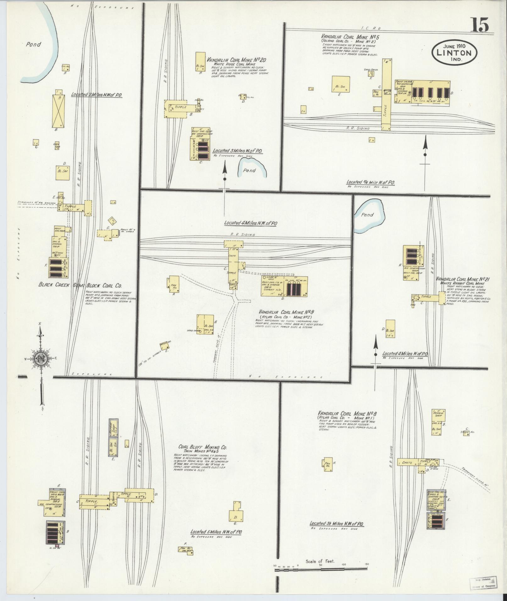 Sanborn Fire Insurance Map from Linton, Greene County, Indiana (1910), Sheet #0015 - Complete Map Set gallery image, historic Sanborn map, vintage wall art, Indiana Indiana