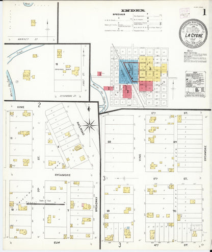 Sanborn Fire Insurance Map from La Cynge, Linn County, Kansas (1906), Sheet #0001 - Complete Map Set gallery image, historic Sanborn map, vintage wall art, Kansas Kansas