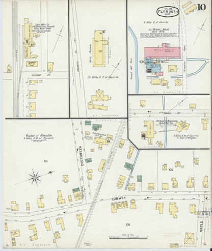 Sanborn Fire Insurance Map from Plymouth, Plymouth County, Massachusetts (1896), Sheet #0010 - Historic Sanborn Fire Insurance Map Print, vintage old map wall art, antique decor, genealogy gift, Massachusetts Massachusetts map